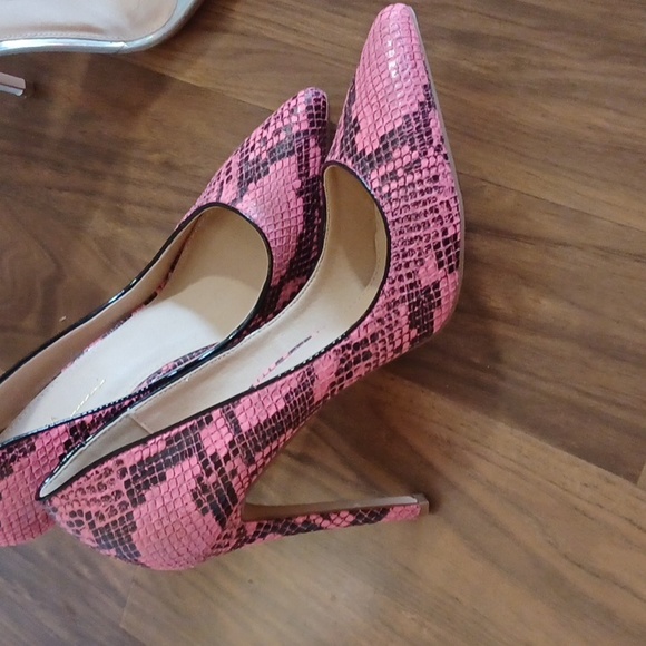 2 pairs, Olivia , shoes, high heels, snake, pink, silver studded, size 10, - Picture 5 of 7